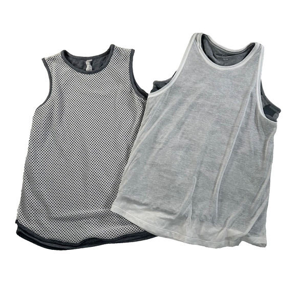 Athleta Girl Tank Tops Lot of 2 X-Large Gray/White Mesh Layered Active - Picture 1 of 16